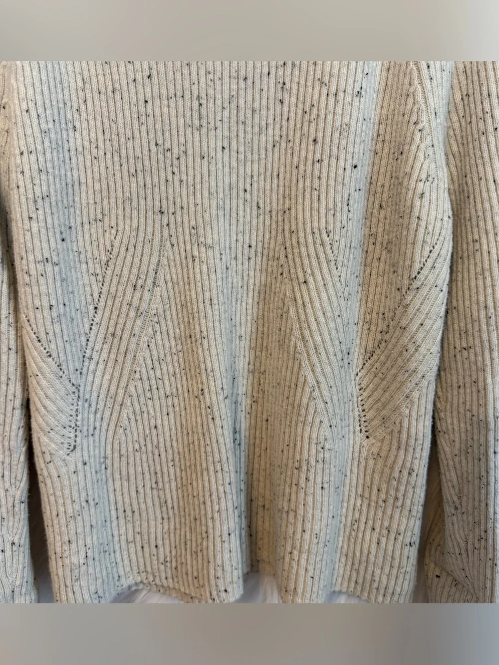 Michael Kors Cream Confetti Mock Neck Ribbed Sweater Long Sleeve Wool Blend Fall